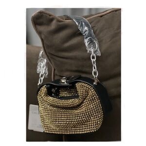 Gold & Black Caleesa Hand Bag w/Shoulder strap